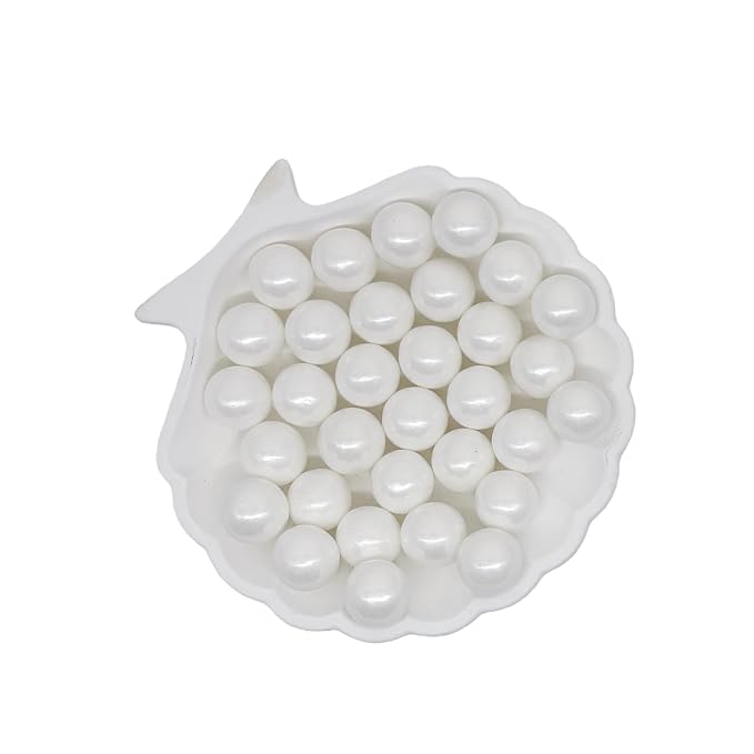 14mm Edible White Pearl Sugar Sprinkles Candy Mini Pearls Cake Decorations Cupcake Toppers Cookie Decorating Perfect for Wedding Party Valentine Halloween Christmas Supplies 3OZ
