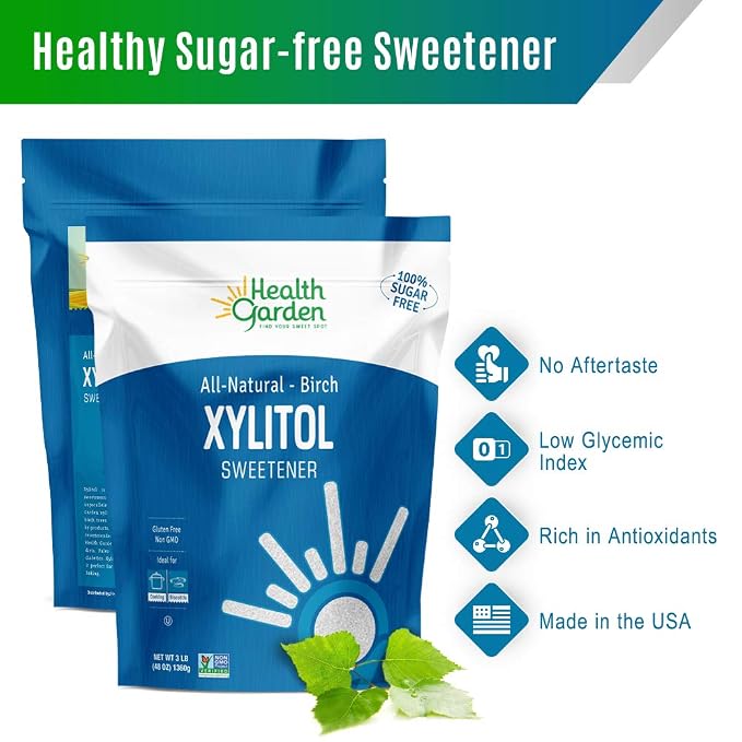 Health Garden Birch Xylitol Sweetener - 9.75 LB Resealable Bag - Pure Birch Xylitol - Non GMO, Kosher, and Made in the U.S.A. - Ideal Powdered Sugar Substitute - Non-GMO Sugar Alternative