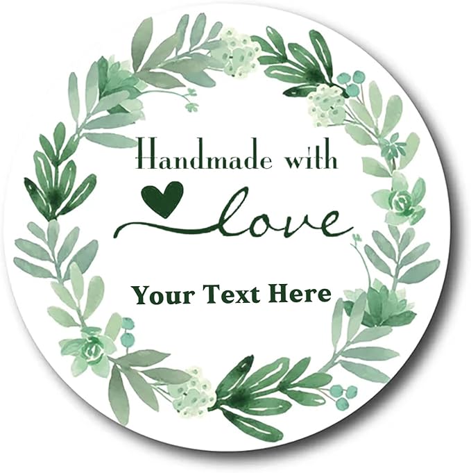 400 Pack Custom Handmade/Homemade with Love Label Stickers|Personalize Business Logo Labels|1.5/2inch Round Personalized Labels in Various Designs for Crafts,Baking,Gifts and Small Business