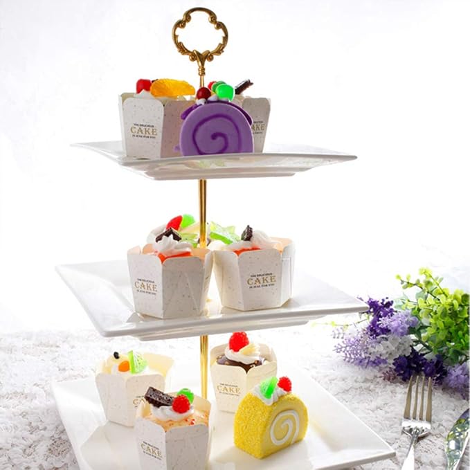 Gukasxi 8 Sets Hardware Fittings for Resin Cake Stand Mold - 3 Tier Sun Flower Cake Tray Stand Hardware Holder for Christmas Party Multi-Tiers Cake Fruit Cupcake Plate Stand Handle