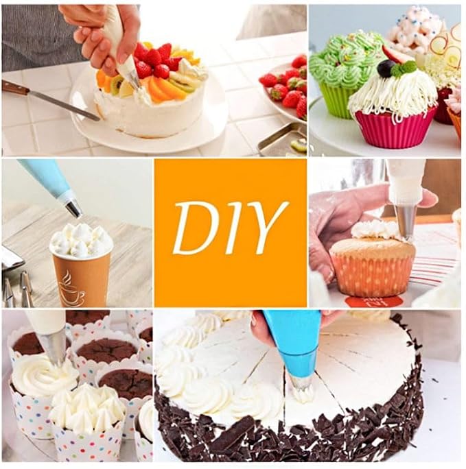 126 Pcs Piping Bags and Piping Tips Set, Stainless Steel Frosting Piping Bake Cake Decorating Kit, Pastry Cake Decorating Tips For Cookies Cupcake