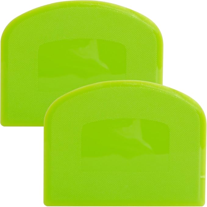 Dough Scraper, Sourdough Bread Baking Supplies, Pizza Cutter, Bowl Scraper, Plastic Dough Scraper, for Non-Slip Bakeware Decorating Tools, Sculpting, Bread Dough (2, green)