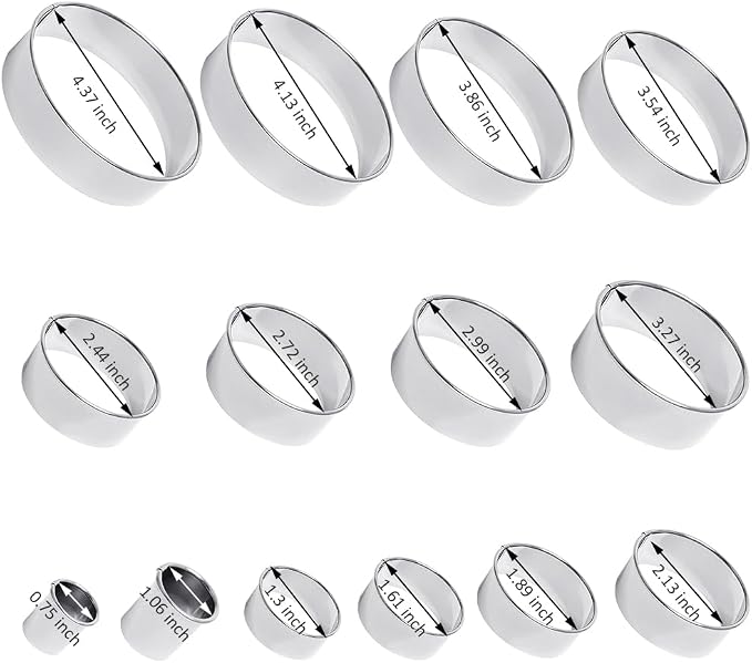 Alimat PluS Cookie Cutter Set, 14 PCS Circle Cookie Cutters, Stainless Steel Cutter Set as Biscuit Cutter, Pastry Cutter and Dount Cutter