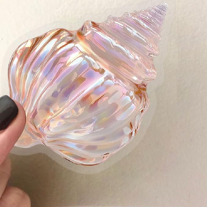 Seashell Stickers Pack, 50PCS PET Transparent Iridescent Conch Shell & Starfish Vinyl Decals, Waterproof Glittering Aesthetic Stickers for Scrapbooking, Water Bottle, Laptop, Phone Case Decor