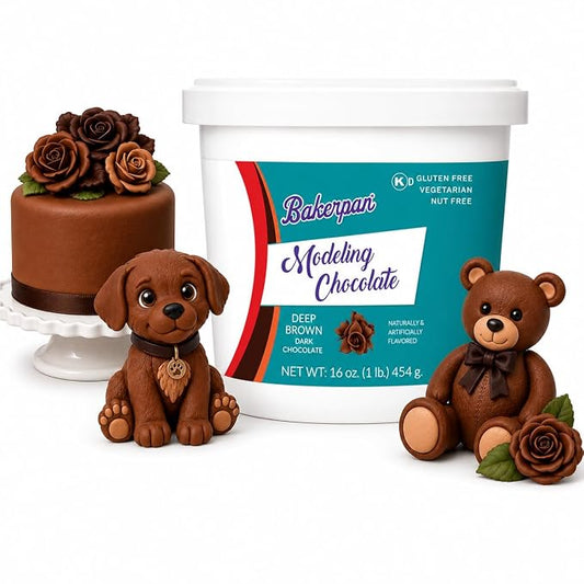 Bakerpan Deep Brown Modeling Chocolate - 1 Pound - Sculpt Cakes, Model Figurines, and Create Cake Toppers (Made in USA)