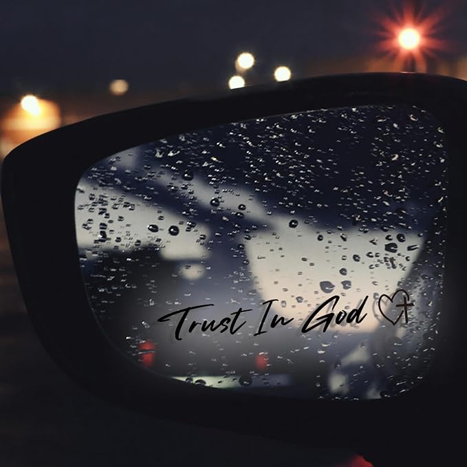 3 x Trust in God Cross Black Car Mirror Decal Stickers for Cars Rearview Mirror Decal for Women Cute Decals Vinyl Affirmation Stickers for Window, Mirror, Tumbler, and Water Bottle