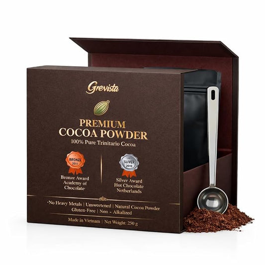 Grevista 100% Pure Cocoa Powder – Unmistakably Premium Quality | Bronze & Silver Medal-Winning | 235mg Natural Polyphenol | Organic, Unsweetened, Heavy Metal-Free, 33 Servings