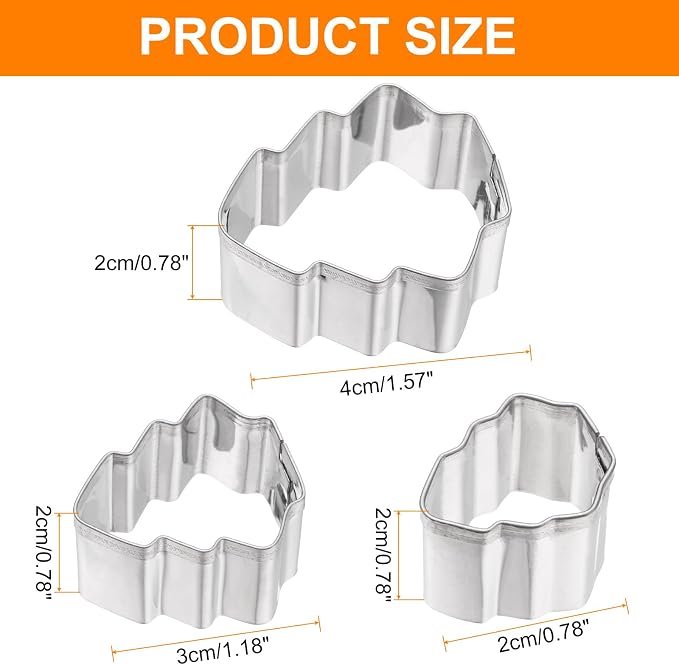HARFINGTON 3Pcs Christmas Tree Cookie Cutters Set Assorted Sizes Stainless Steel Christmas Winter Holiday Cookie Cutters for Pastry Fondant Cake Cookie