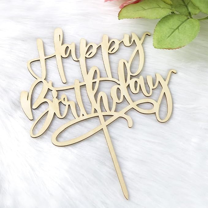 Kaoenla wood Happy Birthday Cake Topper, For Anniversary/Birthday Party Decoration Suitable (wood)