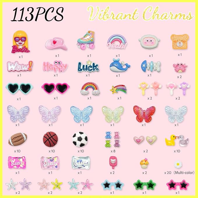 Cheer Pins, 100 pcs Clothes Pins Wooden & 350+ pcs Charms Kit, Team Diy | Wider Variety of Accessories, Fit Team of 20+People, Fade-resistant Charms, Cheer Pins for Cheerleaders, Craft, Decoration
