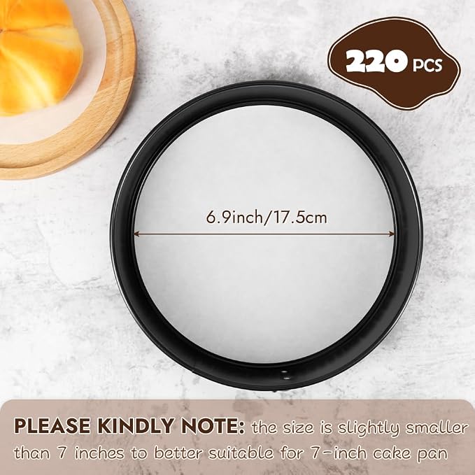 BYKITCHEN 7 Inch Parchment Paper Rounds, Set of 220, Burger Patty Paper/Hamburger Press Paper, Non Stick Pre-cut Round Parchment Paper for Cake Pan, Springform Pan, Smash Burger Press and More