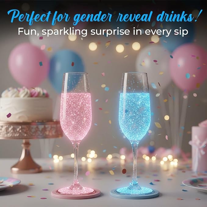 Boy Gender Reveal Decorations Edible Glitter for Drinks, Magical Gender Reveal Popper Ideas, Surprise Its a Baby Boy Gender Reveal Sprinkles as Drink Glitter or Brew Glitter, Baby Reveal - Blue Edible Glitter