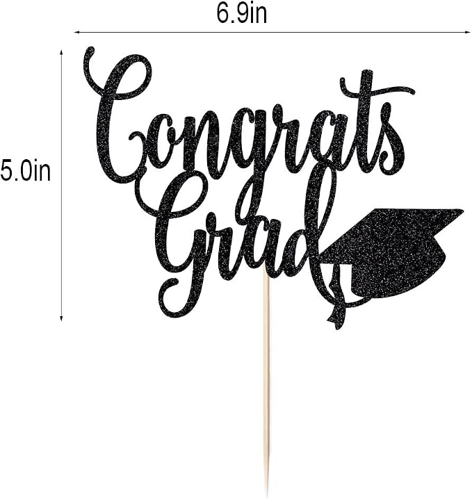 Black flash Congrats Grad Cake Topper,2026 Graduation Cake Topper, Congrats Grad Decorations,2026 High School/College/Senior Graduation Party Decorations Supplies.