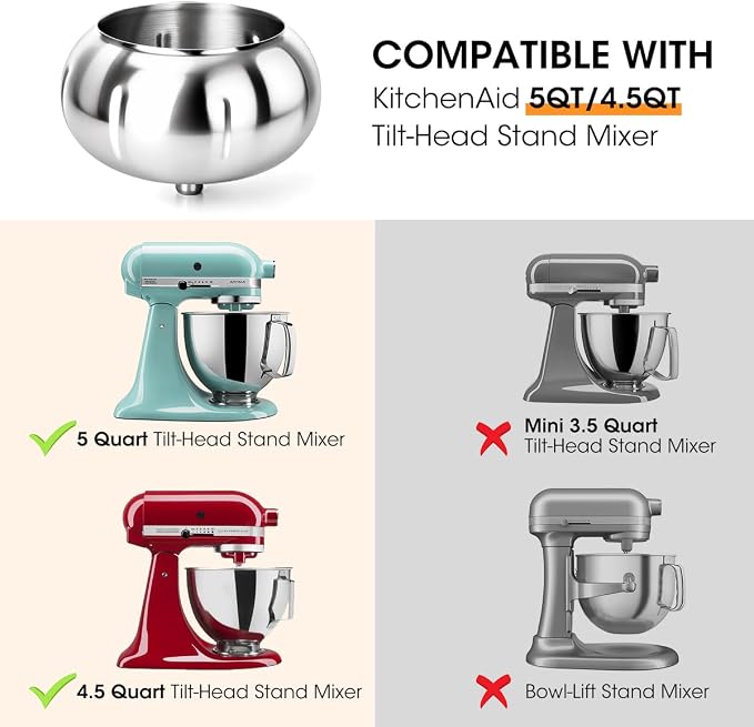 Aieve Snack Coater Compatible with KitchenAid Tilt-Head Stand Mixer, Chocolate Coating Attachment for Freeze-Dried Strawberries,Almonds,Pistachios & Nuts,Ideal for Home Use