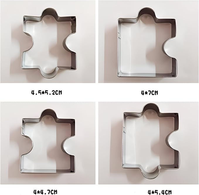 Wetco Puzzle Cookie Cutter Set of 4Pcs, Biscuit Cutters Stainless Steel Set, Puzzle Cutter Fondant Cutters Tool for baking Cookie Baking for Birthday Party Valentine's Day gifts of love
