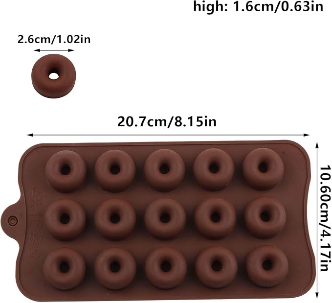 15 Cavity Donut Shaped Silicone Candy Molds For Chocolate Candy Set Of 2