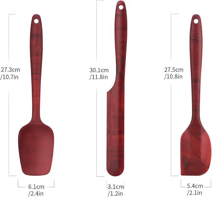 3PACK Silicone Spatula Set, BPA-Free 600°F High Temperature resistance, One-piece Seamless Design, Non -Stick Kitchen Spatulas for Cooking, Baking and Mixing, with Patented Marble Pattern
