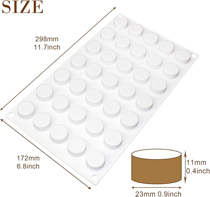 Funshowcase Mini Round Disc Silicone Mold Tray per Cavity 0.9x0.9x0.4inch 35 Cavities