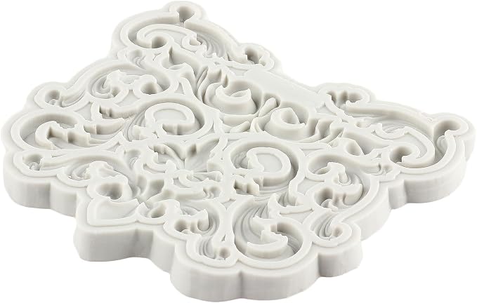 Baroque Fondant Mold Curlicues Scroll Lace Silicone Molds Filigree Mold 3D Sculpted For Sugar Cake Decorating Cupcake Topper Candy Chocolate Gum Paste Polymer Clay