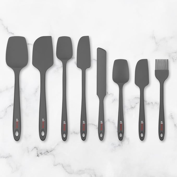 Elihome Mini Silicone Basting Pastry Brush, Cooking Brush for Oil Sauce Butter Marinades, Food Brushes for BBQ Grill Kitchen Baking, Baster Brushes Pastries Cakes Meat Desserts, Food Grade, Dark Grey