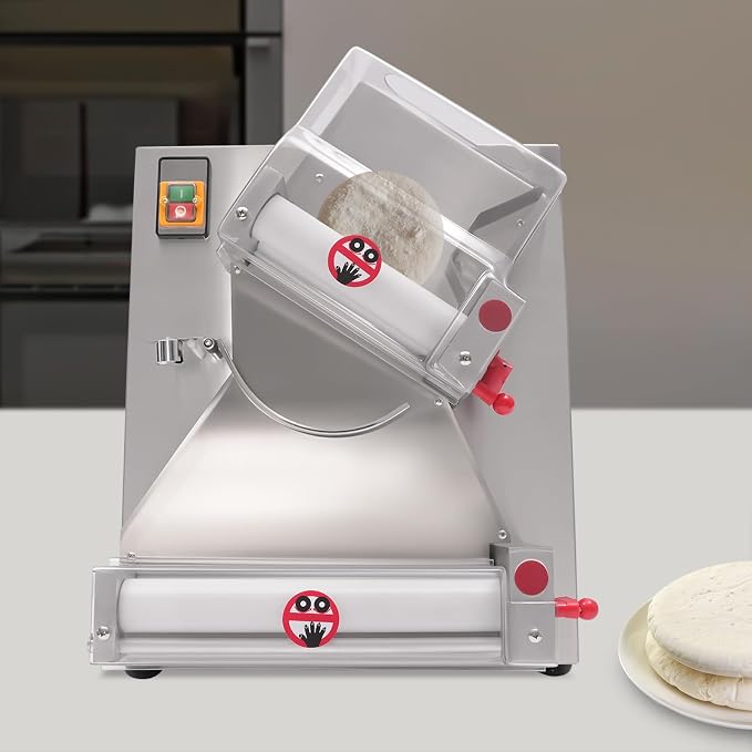 4-12 Inch Commercial Pizza Dough Roller, 370W 110V Home Electric Countertop Pizza Dough Press, Heavy Duty Pizza Dough Rolling Machine