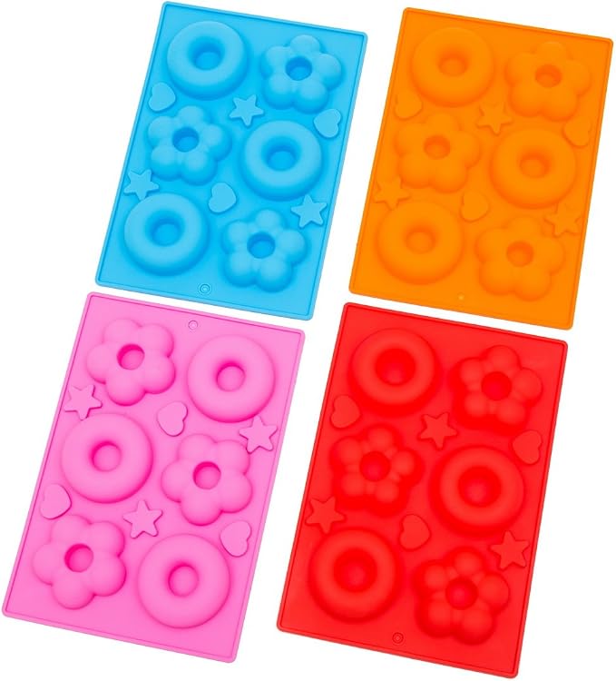 Soft Silicone Ice Cube Tray Ice Maker Mold Donuts Mold Cake Mold Chocolate Mold (Red)