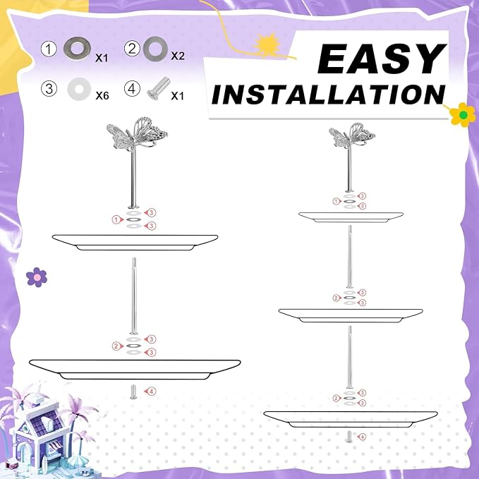 3 Sets 3-Tier Cupcake Stand Hardware Fittings, Zinc Alloy Cake Plate Stands Handle Fittings, Metal Cake Stand Holder Fruit Plate Stand Fitting Hardware Rod, Tiered Tray Hardware Kits (C)