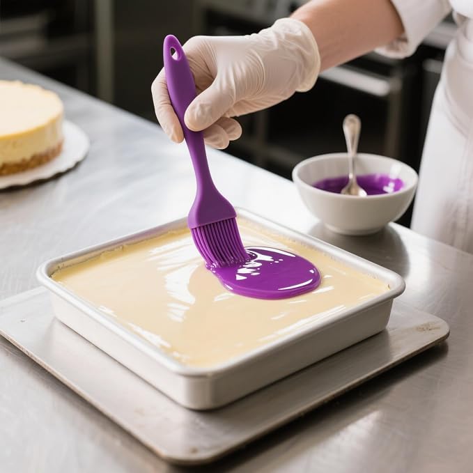 Purple Silicone Pastry Basting Brush - Food Grade BPA Free, Heat Resistant Up to 660°F/315°C, Dishwasher Safe Cooking Brush for Baking, BBQ, Grilling, Sauce,Butter,Cake & Bread