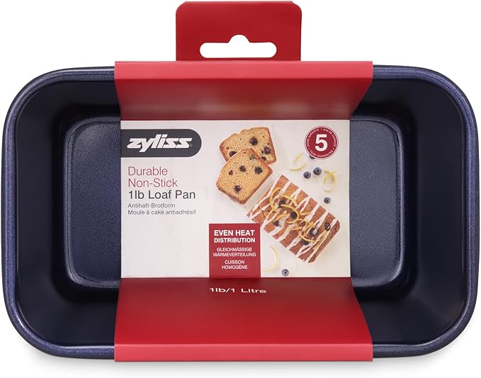 Zyliss E980198 Non-Stick Loaf Tin | 1L/1lb | Carbon Steel | Dark Blue | Bread Tin for Baking/Bakeware | Dishwasher Safe | 5 Year Guarantee