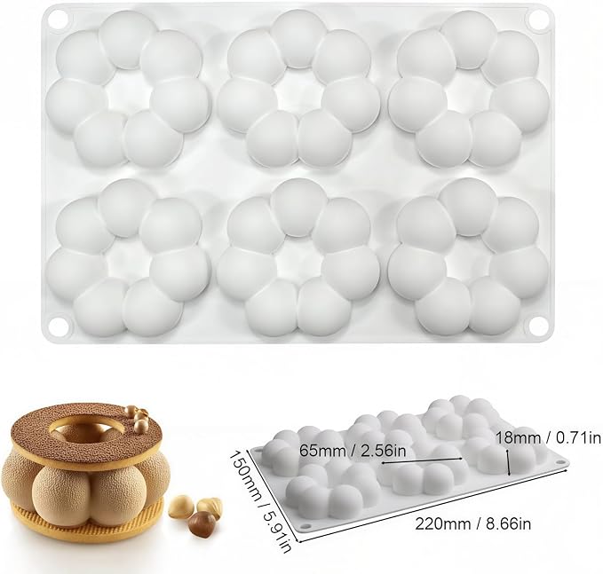 Silicone Donut Pan for Baking, Non-Stick DIY Mousse Donut Making Mold, Chocolate Cupcake Decorating Supplies Tools (6-Cavity-Small)