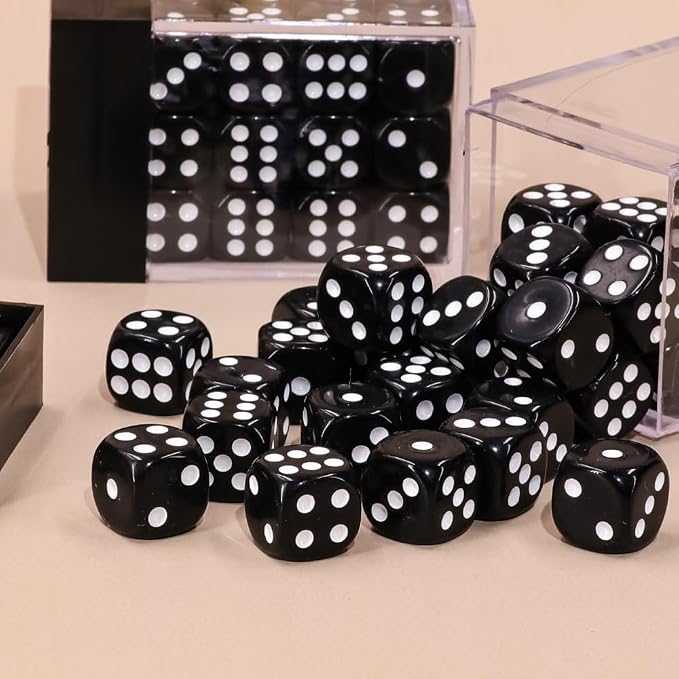 36 of Pack 12MM 6 Sided MINI Dice Set,Solid Black Game Dice Set, 6 Sided Standard Colored Dices for Tenzi, Bunco or Teaching Math,with Portable Plastic Box(Black)