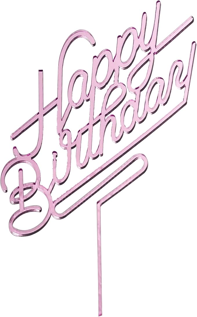 Happy Birthday Cake Topper,Acrylic cake Toppers,Birthday Party Decoration Supplie (Rose Gold)