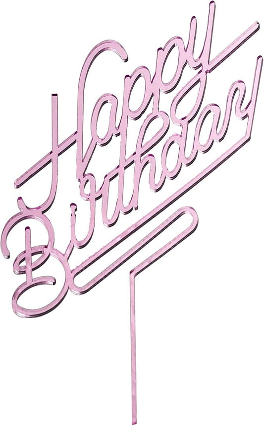 Happy Birthday Cake Topper,Acrylic cake Toppers,Birthday Party Decoration Supplie (Rose Gold)