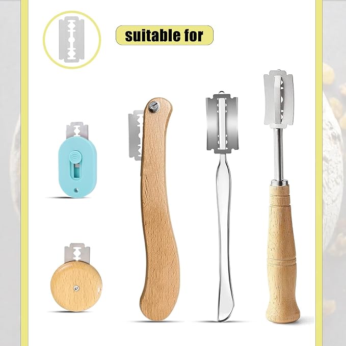 Bread Lame Blades, 20-Pack Bread Lame Blades Refill, Bread Scoring Blade Replacement, 6Cr13 Surgical-Grade Stainless Steel Blades - Precision Razor Blades Designed for Sourdough Bread Scoring