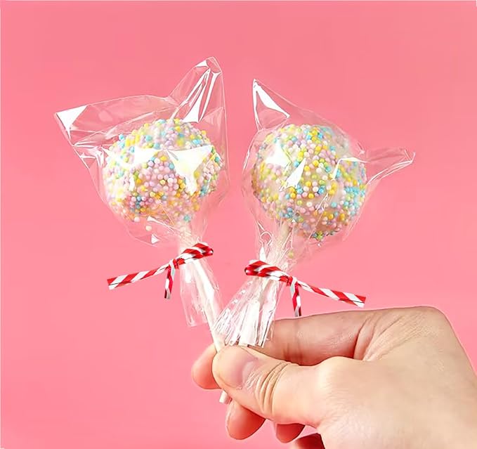 Mini Skater 4" Metallic Twist Ties Foil Bread Ties for Packaging Bakery Candy Goodies Cookies Gift Cellophane Treat Bags Christmas Wedding Party Favor Supplies,500Pcs (Red Stripe)