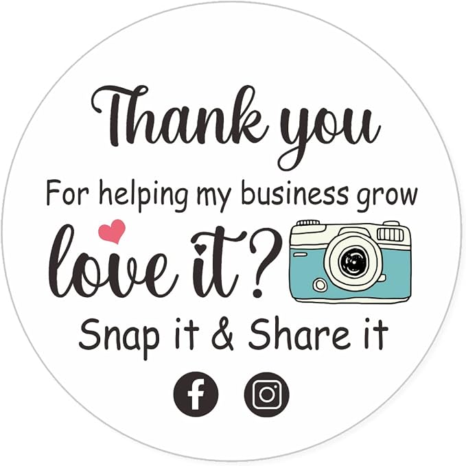 Shop Small Love It Snap and Share Retro Camera Stickers, Photography Thank You Stickers, Small Business Online Retailers Mailbox Paster for Packages 1.5" L x 1.5" H 400 PCS
