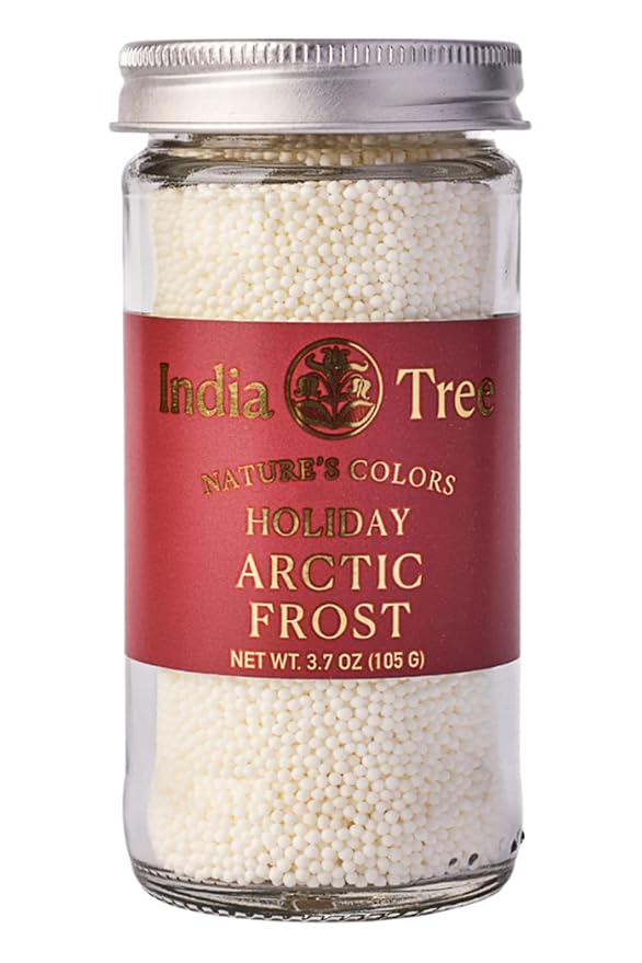 India Tree Nature’s Colors Cake Decorations Arctic Frost Sprinkles in Glass Jar, Plant-Based Food Coloring, Non-GMO, No Artificial Dyes, Baking and Dessert Topping, 3.7 oz
