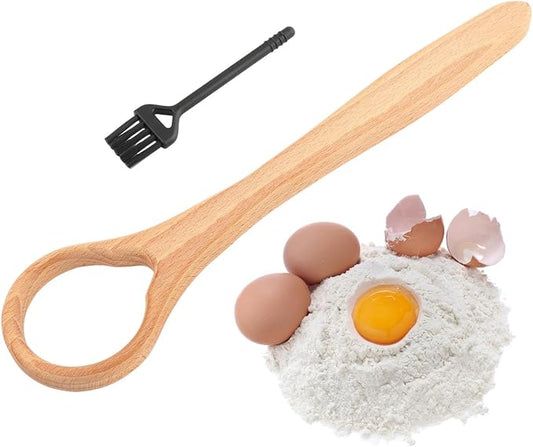 13-Inch Danish Dough Whisk – Wooden for Sourdough Bread Baking Supplies – Traditional Dutch Whisk for Pizza, Pastry, Cake Batter