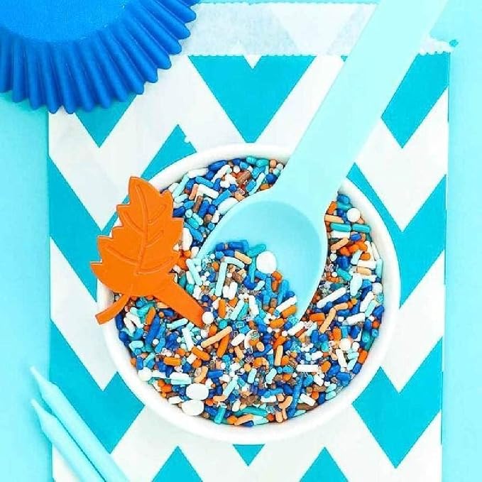 Blue and Orange Sprinkles for Cake, Cookie, Cupcake Decorating, and Baking -Blue Orange Birthday Cake Topper Decorations Jimmies, Nonpareils, Sugar Pearl with Peach, White, Navy Sprinkles