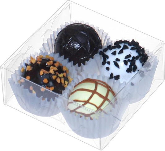 TEMLQPACK 25 PCS Clear Chocolate Truffle Boxes (3¼"X3¼X1½ inches, Holds 4)