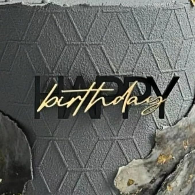 Happy Birthday Cake Topper, Black and Gold Mirror Acrylic, 3.54 x 0.98 Inches, 10 Pack DIY Party Cake Decorations