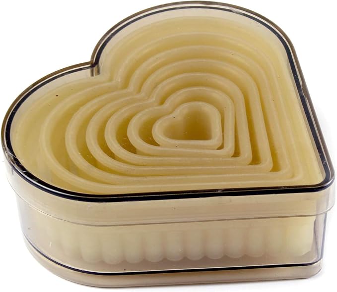 O'Creme Fluted-Heart-Shaped Heat-Resistant Plastic Cutter in Seven Sizes, One of Each