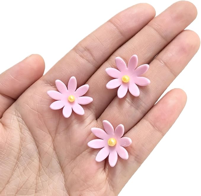 108 Count Edible Flower Cake Decorations, Small Edible Flowers, Sugar Flowers, Cakes & Cupcakes Toppers, Edible Dessert Decorations (0.8 Inch) (8 Petals Pink)