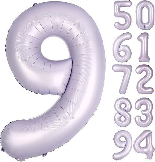 Lilac 9 Balloon, Number Balloons 40 Inch, Lavender 9th Giant Birthday Decorations for Girls, 19th 29th Party Decorations Supplies, Number 9 Balloon