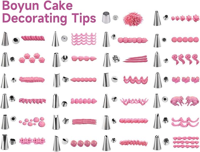 Dessert Decorating Syringe Set, Icing Piping Kit Stainless Steels Cake Decorating Tools 30 Piping Icing Nozzles Cupcake Decorating Kit - Purple
