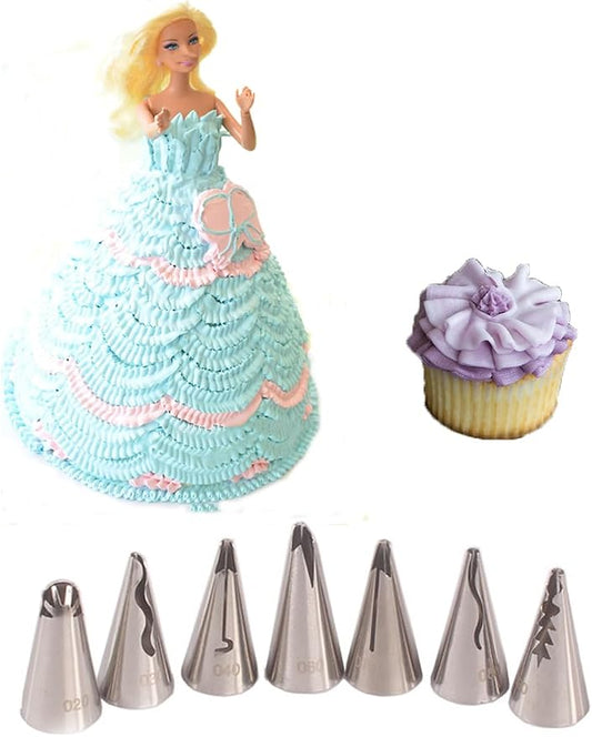 Ruffle Piping Tips for Cake Decorating,Russian Ruffle Tips,Pleated Skirt Piping Tips,Piping Tip for Ruffles,7 Pcs