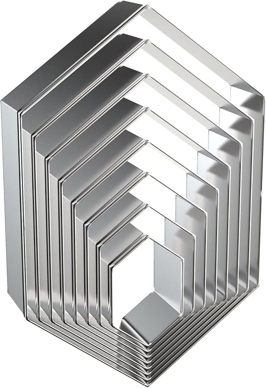 Hexagon Gem Cookie Cutter Set 8-Piece 1.5" to 5" by QAAQS