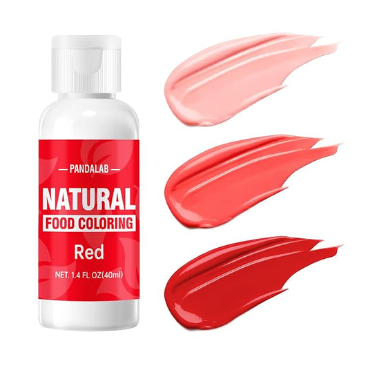 Red Natural Food Coloring - Pandalab 40mL Plant-Based Concentrated Food Dye, No Artificial Dye, Vegan Edible Color for Baking, Cake Decorating, Icing, Frosting, Cookies, Candy, 1.4 Fl Oz