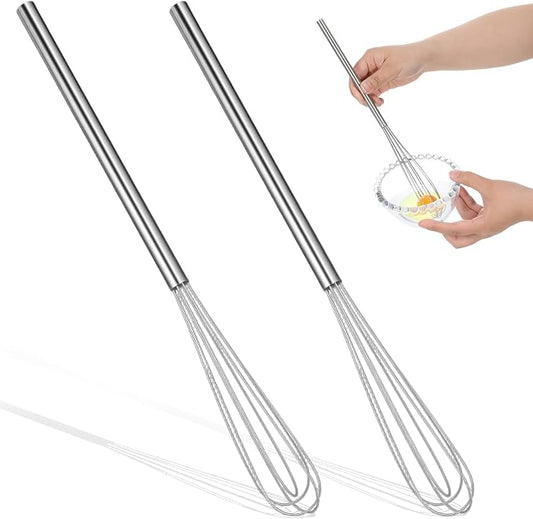 2 Pcs Mini Whisks Set, Stainless Steel Whisk Tiny Egg Whisk, Espresso Matcha Whisks Set Kitchen Baking Supplies For Cooking Steel Wire Gilded Kitchenware Multipurpose Cooking Supplies