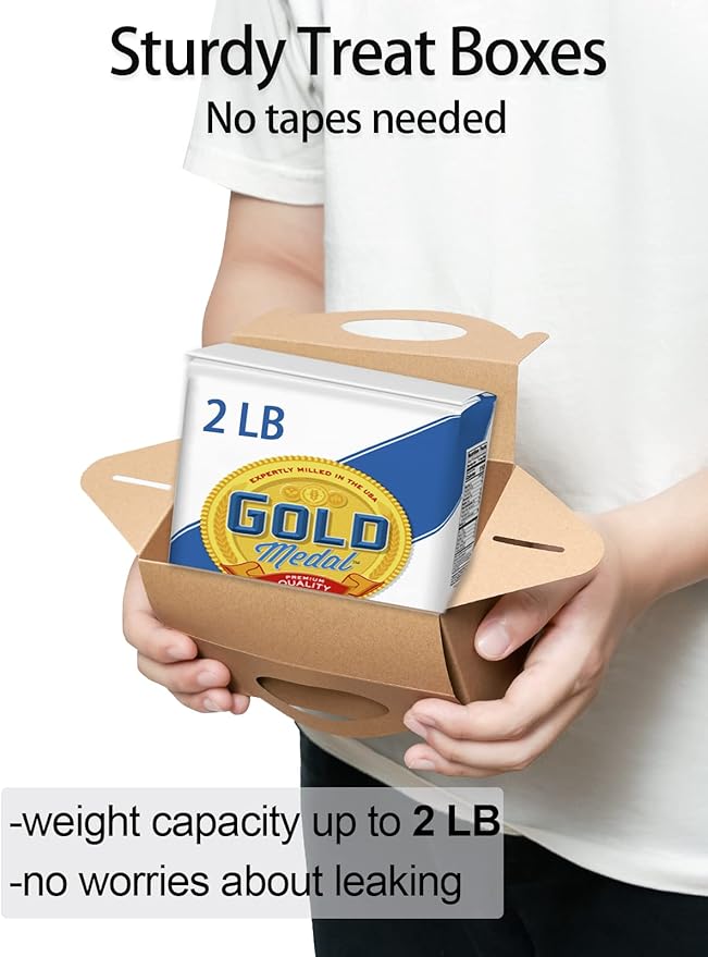 Happyhiram 12 CT Kraft Candy Boxes with Handle, Gable Boxes 6-In DIY Favor Bags for Snack, Cookie Bags for Birthday, Baby Shower, Wedding